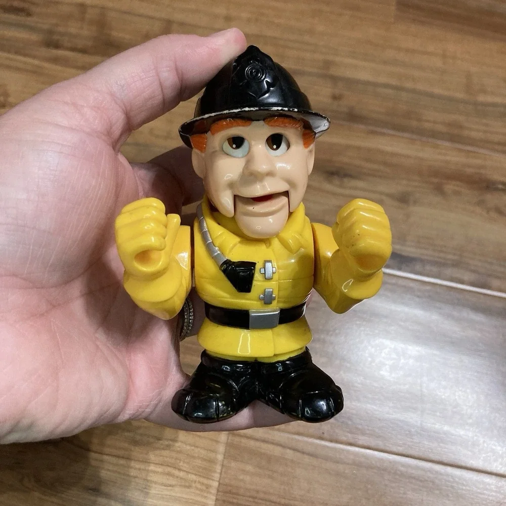 Vintage 1999‎ Mattel Matchbox Fire Fighter Action Talking Worker Push Head Down